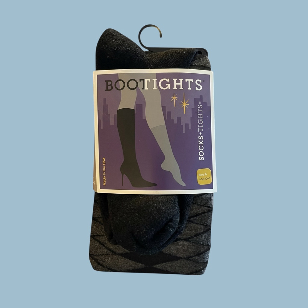 Women's Bootights Black Argyle Control Top Mid Calf Socks Size A